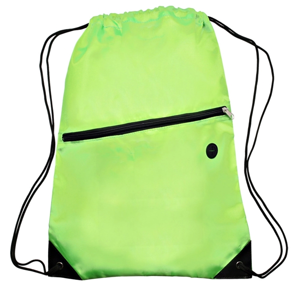 Sports Backpack w/ Large Front Zipper Drawstring Backpacks - Image 12