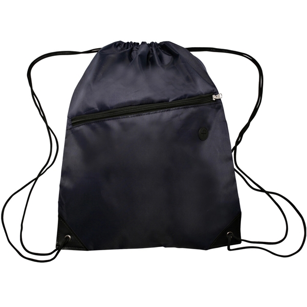 Sports Backpack w/ Large Front Zipper Drawstring Backpacks - Image 13