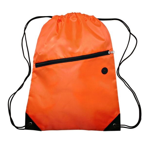 Sports Backpack w/ Large Front Zipper Drawstring Backpacks - Image 14