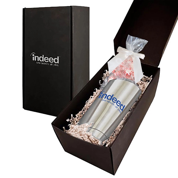 Soft Touch Modern Gift Box with Vacuum Tumbler & Candy Fill - Image 1
