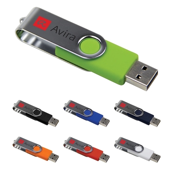 Twister Swivel USB flash drive w/ Metal clip - Image 1