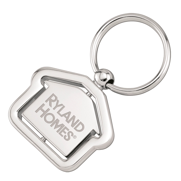 Silver Spinning House Shaped Metal Key Holder - Image 1