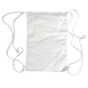 H 15.75" x W 10.5" White Canvas Drawstring Backpack