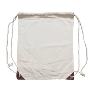 H 13.7" x W 11.8" White Canvas Drawstring Backpack