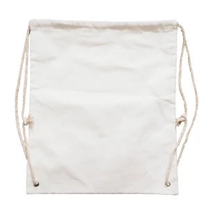 H 15.75" x W 13.7" White Canvas Drawstring Backpack