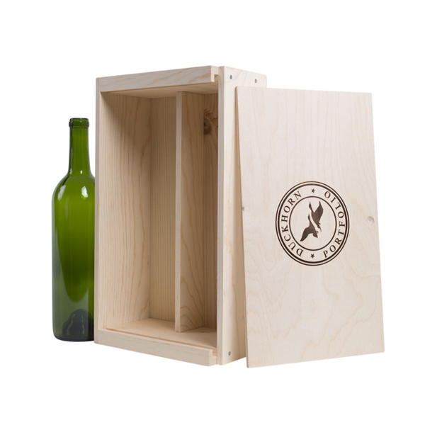 Wood Wine Gift Box Crate (Two Bottle) Made in California - Image 1
