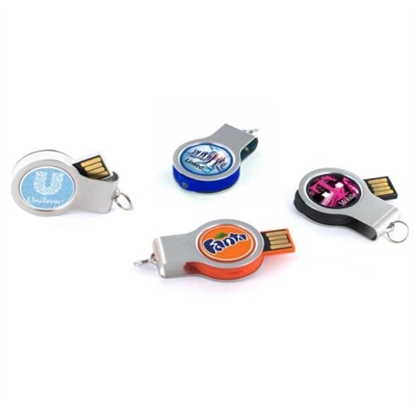 Swivel Mini USB Flash Drive with Epoxy Dome Logo - Image 3