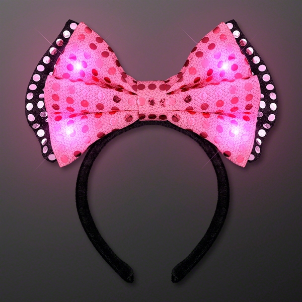 Rockin' Pink Light Up Bow Headbands - Image 1