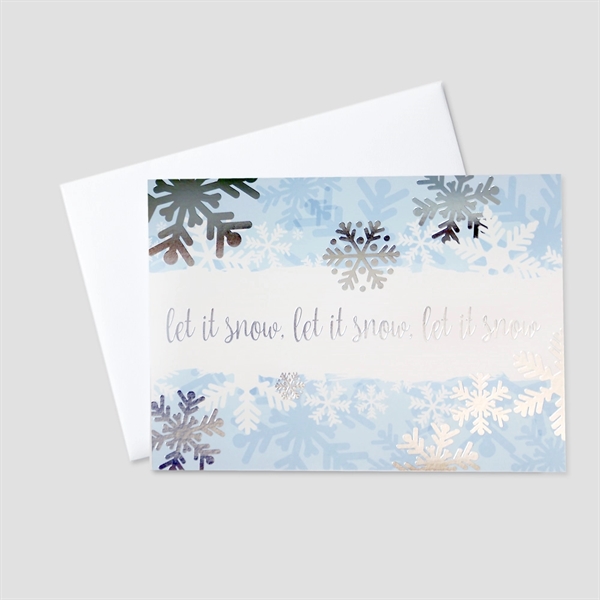 Glistening Snowflakes Foil Printed Holiday Greeting Card