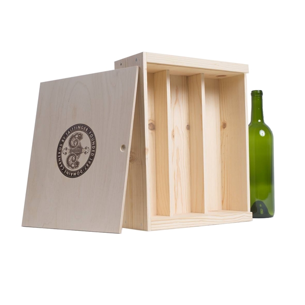 Wood Wine Gift Box Crate (Three Bottle) Made in California - Image 2