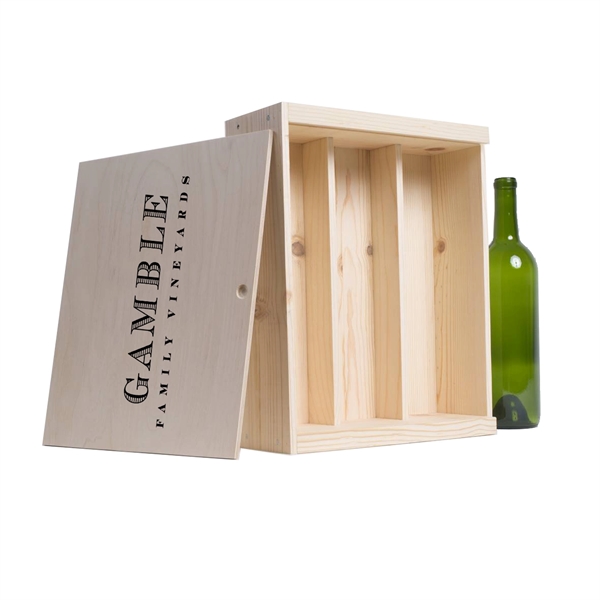 Wood Wine Gift Box Crate (Three Bottle) Made in California - Image 1