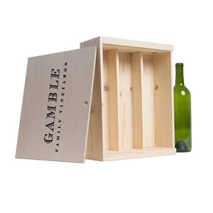 Wood Wine Gift Box Crate (Three Bottle) Made in California