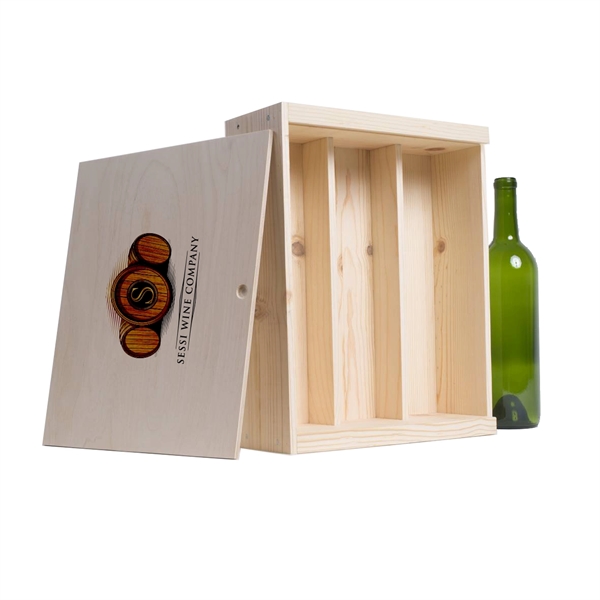 Wood Wine Gift Box Crate (Three Bottle) Made in California - Image 3