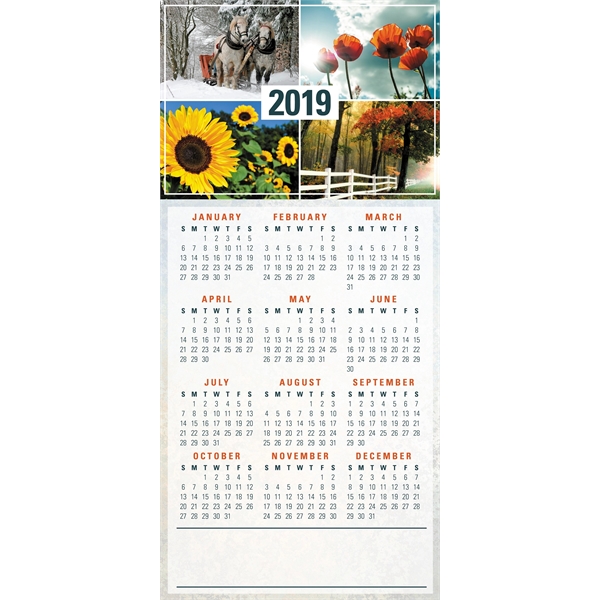 Four Seasons New Year Calendar Greeting Card