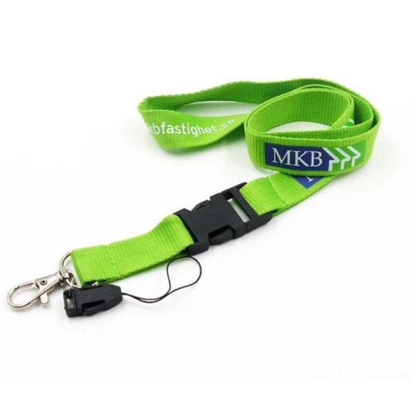 1" Polyester  Lanyards w/  Buckle Release &  Cell Phone Loop - Image 1