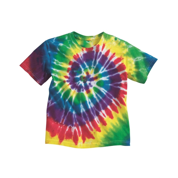 Dyenomite Youth Multi-Color Spiral Tie-Dyed T-Shirt