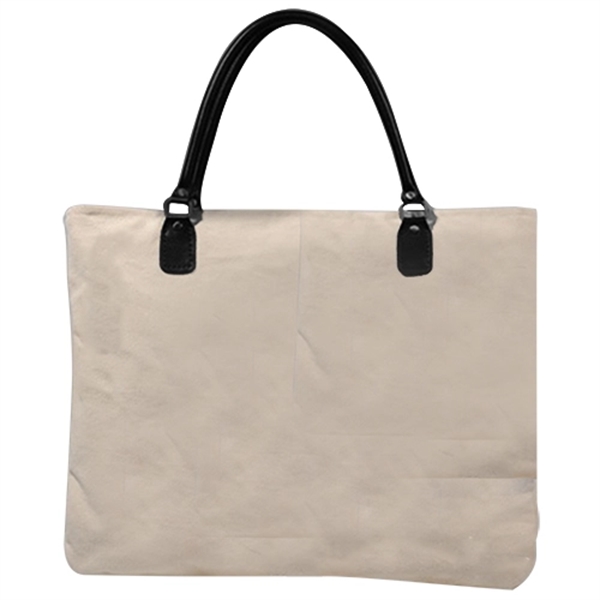 Cotton Canvas Tote Bag with Artificial Leather Handles - Image 6