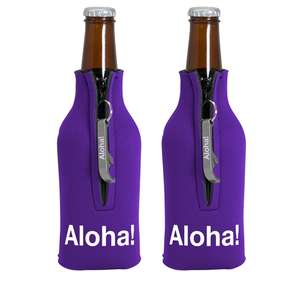 Zippered Bottle Coolie™ With Bottle Opener - Image 3
