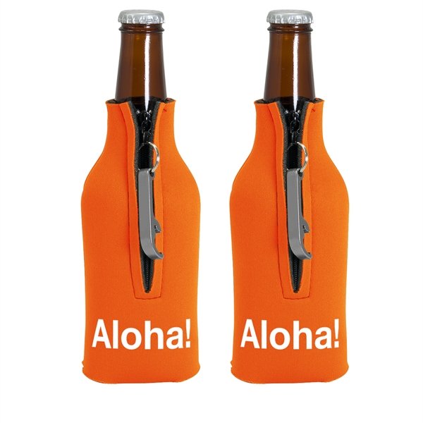 Zippered Bottle Coolie™ With Bottle Opener - Image 4
