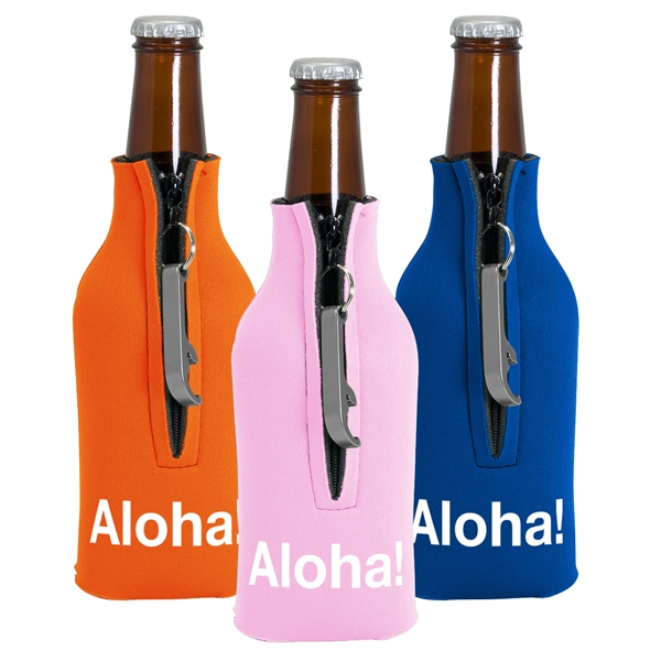 Zippered Bottle Coolie™ With Bottle Opener - Image 1