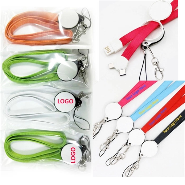3 In 1 Charging USB Cable Lanyard - Image 1