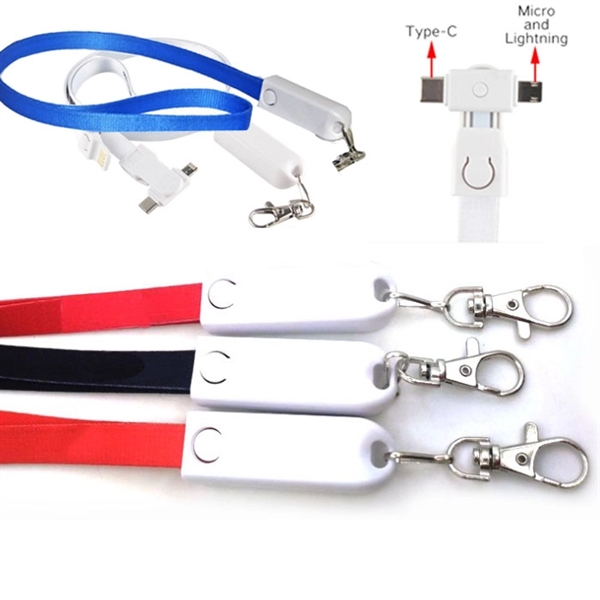 3 In 1 Charging Cables with Lanyard - Image 1