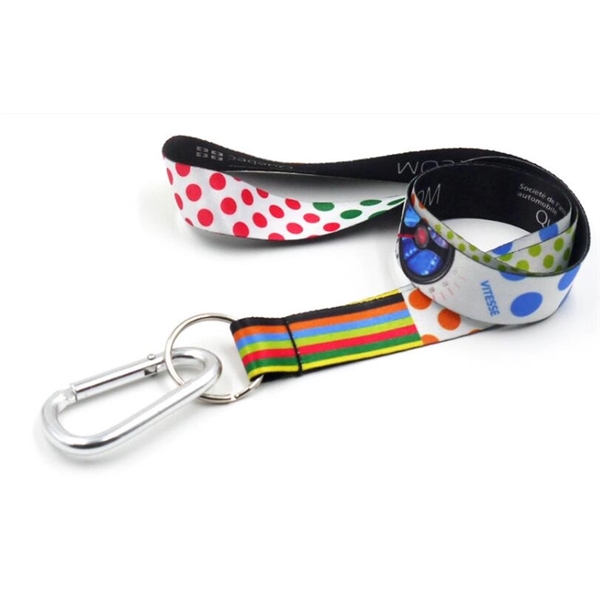 3/4" Polyester Multi-Color Sublimation Lanyard w/ Carabiner - Image 1