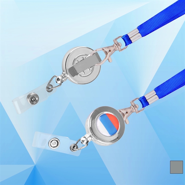 Metal Color Badge holder with Lanyard - Image 1