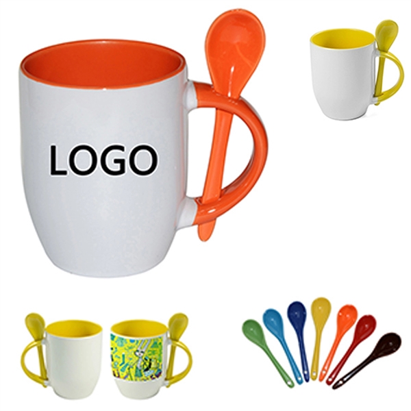 Coffee cup / Ceramic hot beverage drinkware cups with spoon