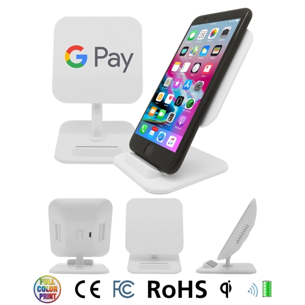 Square QI wireless charger Phone Stand - Full Color - Image 1