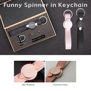 Funny Keychain with Finger Spinner, Premium Leather Keychain