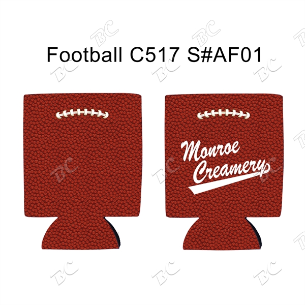 Football Design Sublimated Collapsible Can Cooler - Image 2