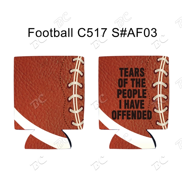 Football Design Sublimated Collapsible Can Cooler - Image 4