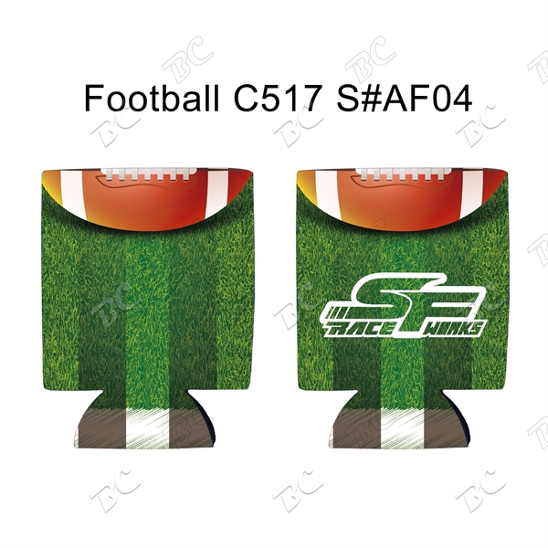 Football Design Sublimated Collapsible Can Cooler - Image 5