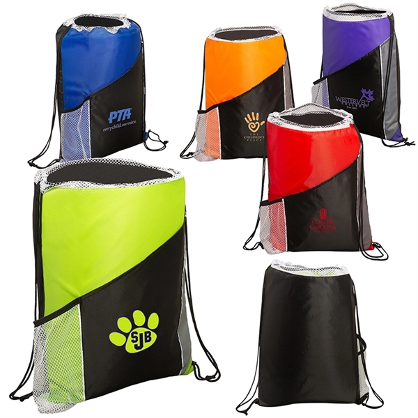 Sprint Angled Drawstring Sports Pack with Pockets - Image 1