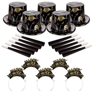 Ebony and Gold New Year's Eve Party Kit for 50