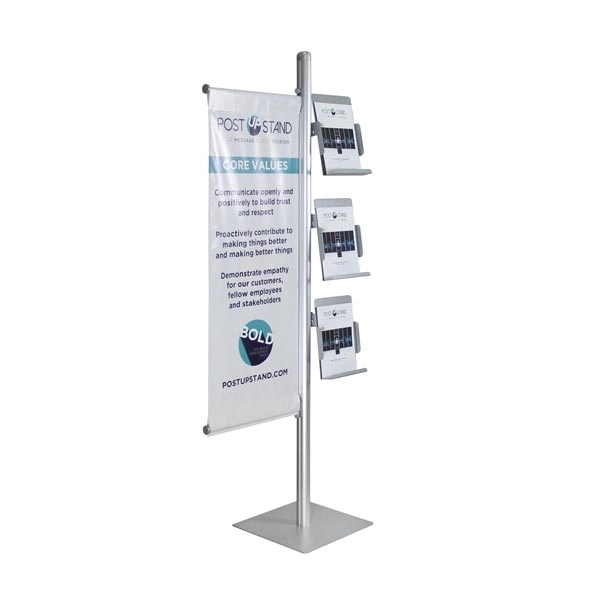 Adjustable Literature Rack with Banner - one side
