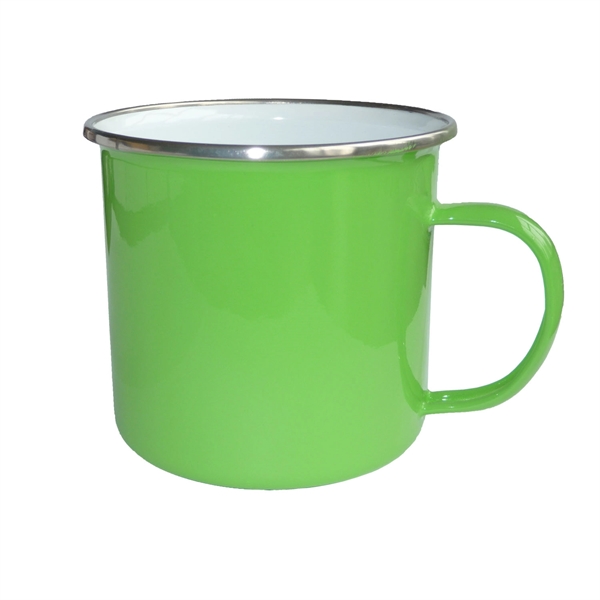 High Quality 17oz Green Enamel Mug with Silver Rim
