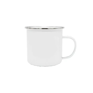 17oz White Enamel Mug with Silver Rim with Case