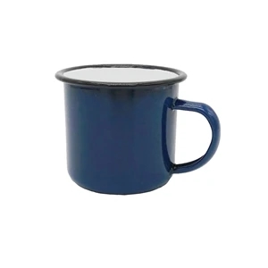 High Quality 12oz Navy Blue Camping Mug Black Rim with Box
