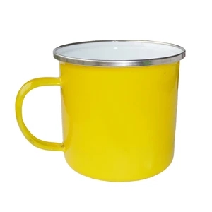 High Quality 17oz Orange Color Enamel Mug with Silver Rim
