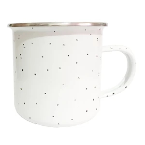 12oz White Enamel Mug with Speckles