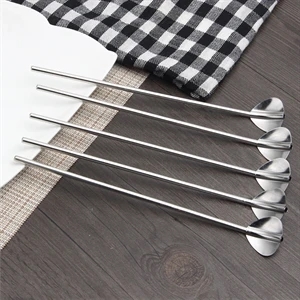 2 in 1 Metal Straws With Spoon,  Mixing Spoon Straw