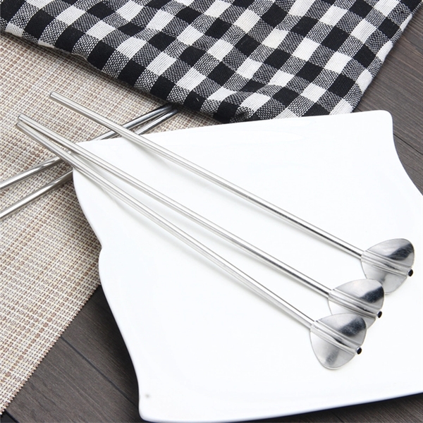 2 in 1 Metal Straws With Spoon,  Mixing Spoon