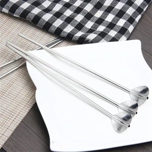2 in 1 Metal Straws With Spoon,  Mixing Spoon Straw