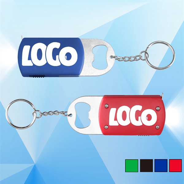 LED Tape Measure with Bottle Opener and Keychain - Image 1