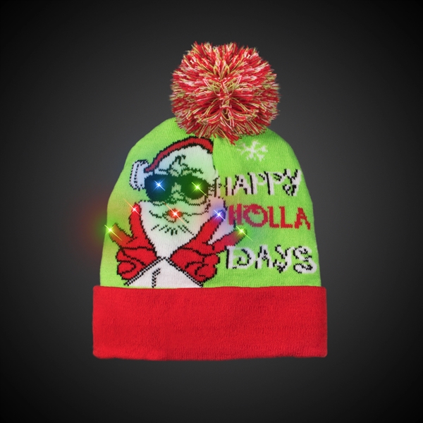 Happy Holiday LED Knit Hat - Image 3
