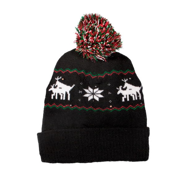Reindeer LED Knit Hat - Image 2