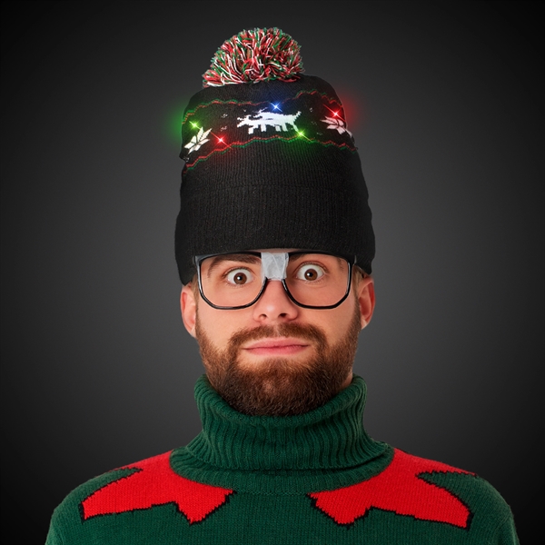 Reindeer LED Knit Hat - Image 1