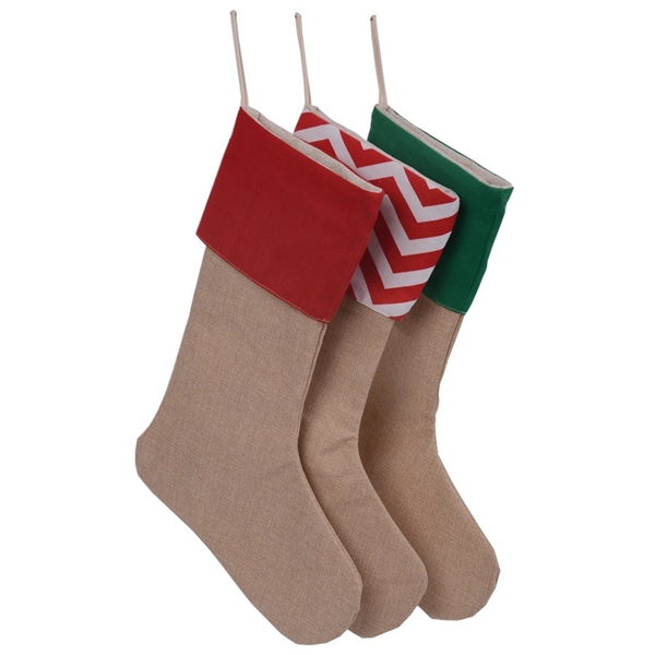 Mixed Linen And Hemp Christmas Stocking - Image 3